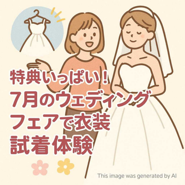 特典いっぱい！7月のウェディングフェアで衣装試着体験