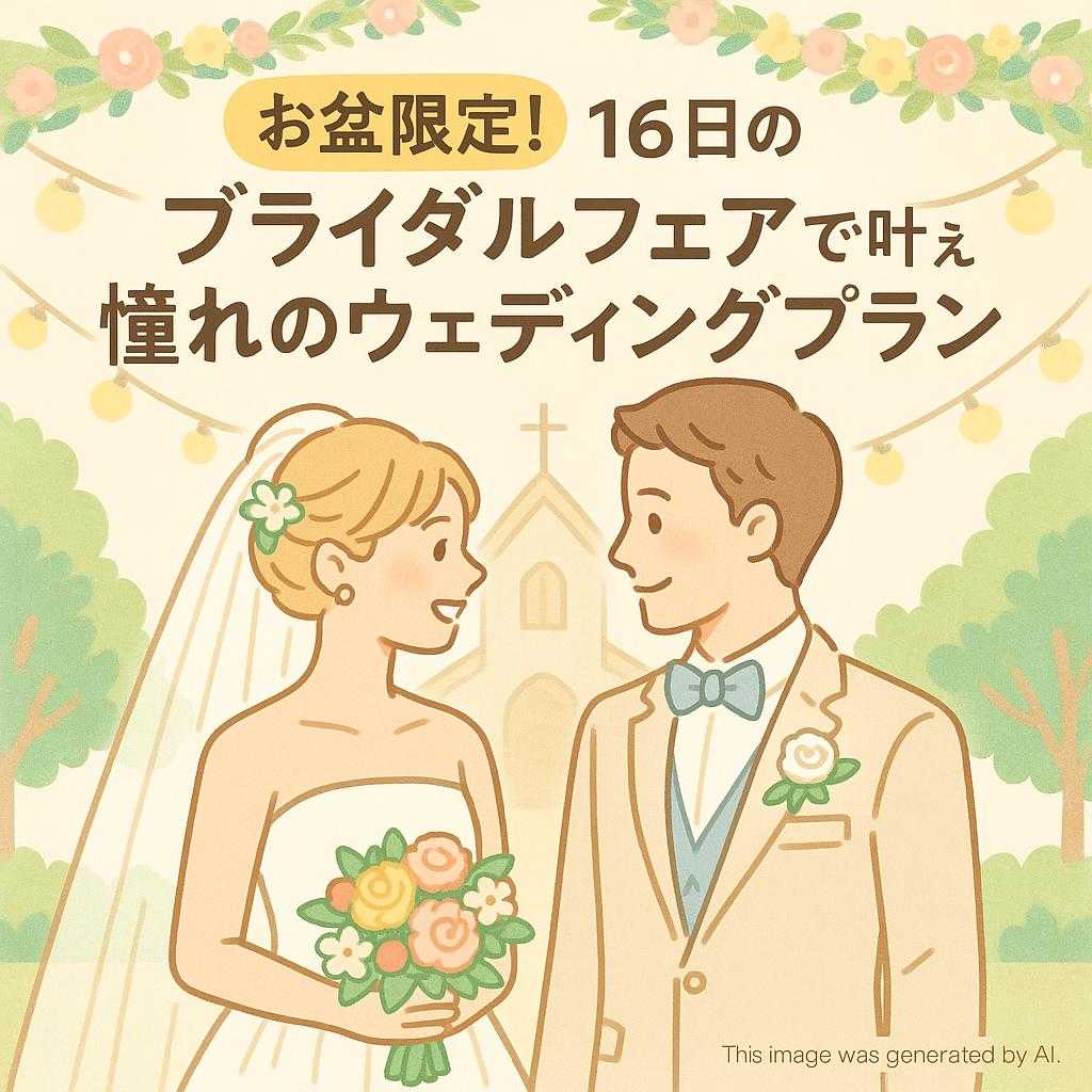 お盆限定!16日のブライダルフェアで叶える憧れのウェディングプラン
