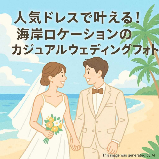 人気ドレスで叶える！海岸ロケーションのカジュアルウェディングフォト