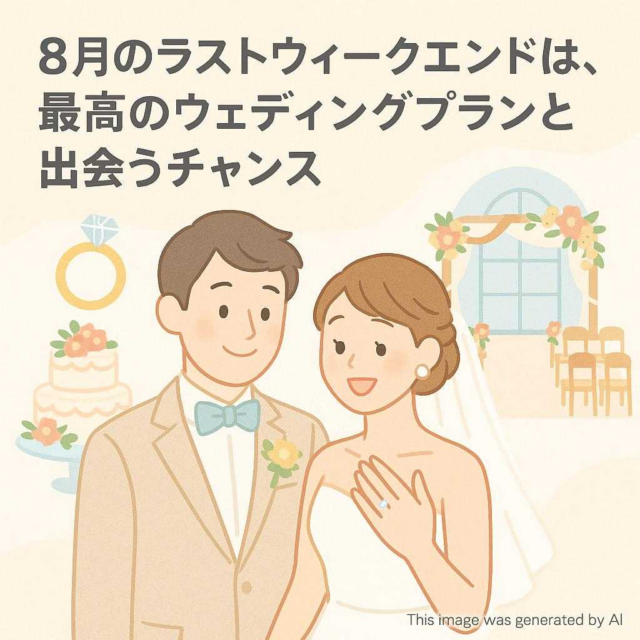８月のラストウィークエンドは、最高のウェディングプランと出会うチャンス