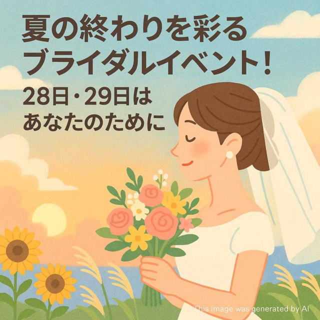 夏の終わりを彩るブライダルイベント！28日・29日はあなたのために