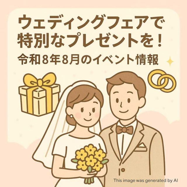 ウェディングフェアで特別なプレゼントを！令和8年8月のイベント情報