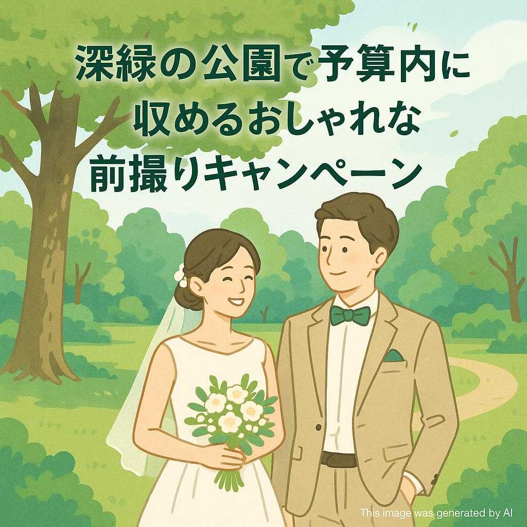 深緑の公園で予算内に収めるおしゃれな前撮りキャンペーン