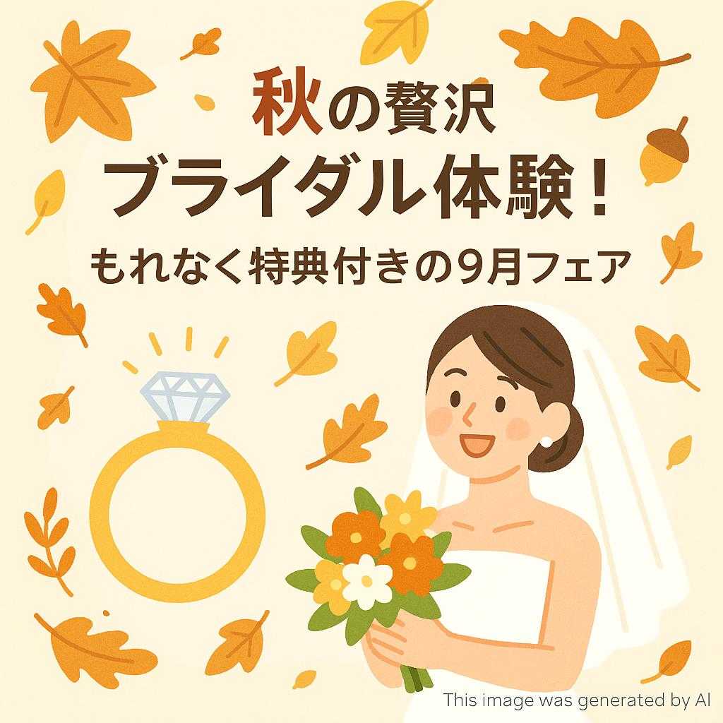 秋の贅沢ブライダル体験！もれなく特典付きの9月フェア