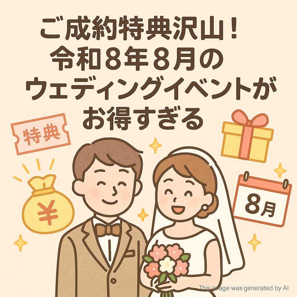 ご成約特典沢山!令和8年8月のウェディングイベントがお得すぎる