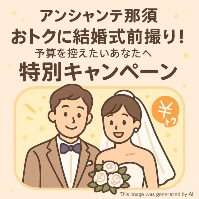 アンシャンテ那須おトクに結婚式前撮り！予算を控えたいあなたへ特別キャンペーン